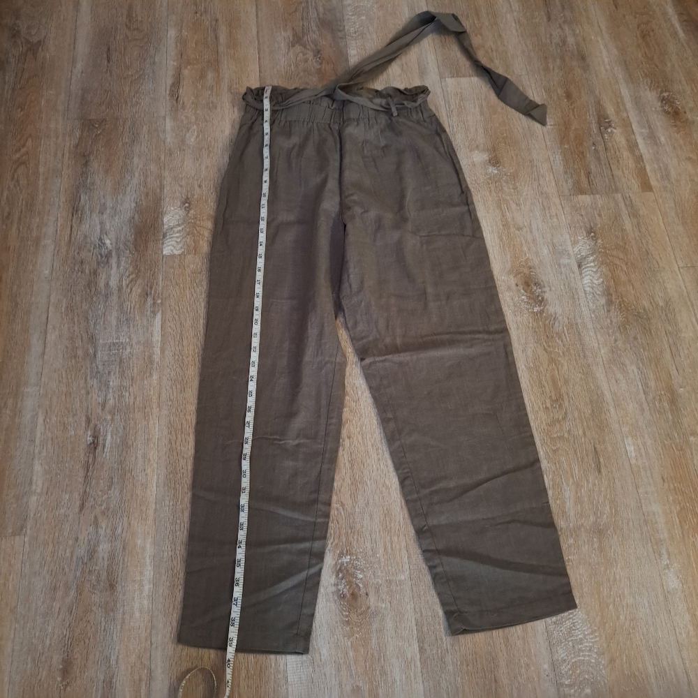 SHEIN Paperbag Waist Trousers Olive Green Brown Size 6 NWOT - Picture 8 of 12